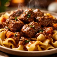 Crock Pot Stew Meat Over Egg Noodles