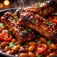 Crock Pot Sweet and Spicy Pork or Beef Ribs and Beans