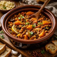 Crock Pot Tagine of Squash and Chickpeas with Mushrooms