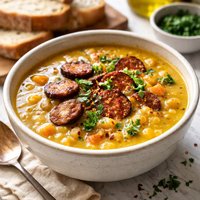 Crock Pot Yellow Pea Soup with Chorizo