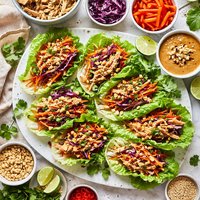 Crockpot Peanut Thai Chicken Lettuce Wraps