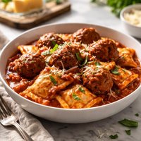 Crockpot Saucy Ravioli with Meatballsl