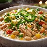 Crockpot Winter White Rotisserie Chicken Chili