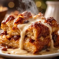 Croissant Bread Pudding with Brandy Cream Sauce