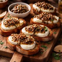 Crostini with Fresh Mozzarella and Anchovy Sauce