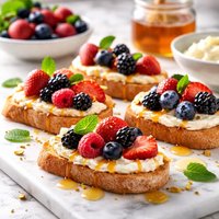 Crostini with Mascarpone Berries and Honey