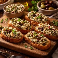 Crostini with Olives and Feta Spread
