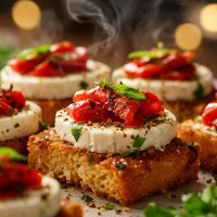 Croutons with Chevre and Red Peppers