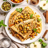 Crpes with Apple Pistachio