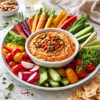 Crudites with Roasted Garlic and Red Bell Pepper Dip