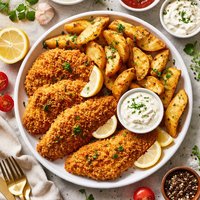 Crumbed Chicken with Potato Wedges