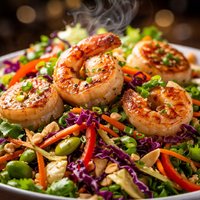 Crunchy Asian Salad with Shrimp and Scallops