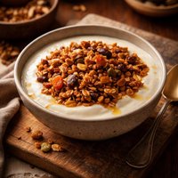 Crunchy Granola Over Plain Yogurt Middle Eastern Style