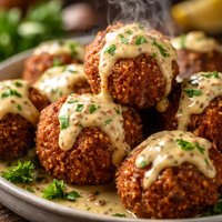 Crunchy Meatballs with Mustard Sauce