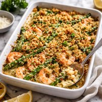 Crunchy Topped Prawn Asparagus Bake