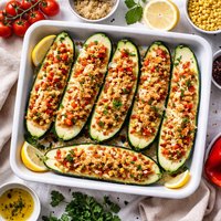 Crunchy Vegetable Stuffed Zucchini