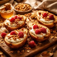 Crunchy Yoghurt and Raspberry Pears