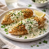 Crusted Chicken with Cream Sauce Lite Bleu