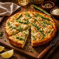 Crustless Asparagus Scallops Quiche