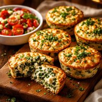 Crustless Spinach and Feta Pies with Tomato Salad