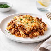 Crusty Cheese Beef Noodle Casserole