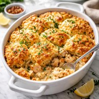 Crusty Chicken Casserole with Cheese Batter