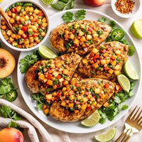 Crusty Chicken with Tangy Peach Salsa
