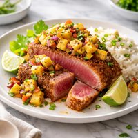 Cuban Ahi with Banana Mango Chutney