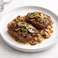 Cube Steak with Mushroom Sherry Sauce for Two