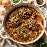 Cube Steak with Onion Mushroom Gravy