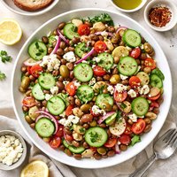 Cucumber Bean and Olive Salad