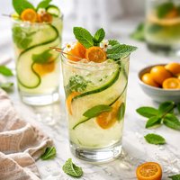 Cucumber Kumquat and Mint Vodka Cocktail