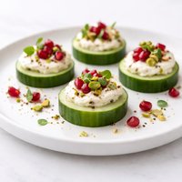 Cucumber Pomegranate and Goat Cheese Appetizers