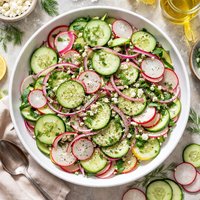 Cucumber Red Onion and Radish Salad