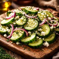 Cucumbers with Onion and Cheese