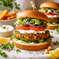 Cumin Curried Chickpea Spinach Burgers