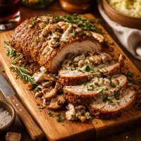 Cumin Pork Roast with Wild Mushroom Sauce