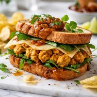 Curried Chicken Sandwich with Chutney and Cheddar