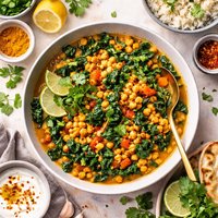 Curried Chickpeas Kale