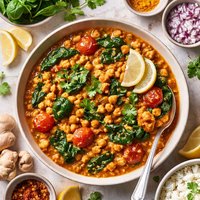 Curried Chickpeas with Spinach and Tomatoes