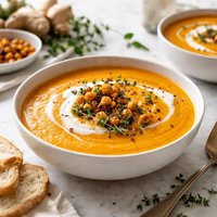 Curried Cream of Carrot Soup with Ginger Thyme