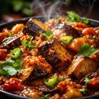 Curried Eggplant Aubergine in Tomatoes
