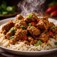 Curried Lamb on Rice