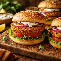 Curried Lentil and Chickpea Burgers