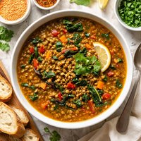 Curried Lentil Soup with Swiss Chard