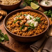 Curried Lentils with Cashews and Yogurt