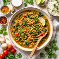 Curried Lentils with Spinach