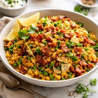 Curried Rice Bacon and Cabbage Pilaf