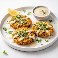 Curried Rice Patties with Tahini Dressing