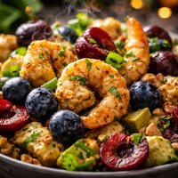 Curried Shrimp Salad with Blueberries and Cherries